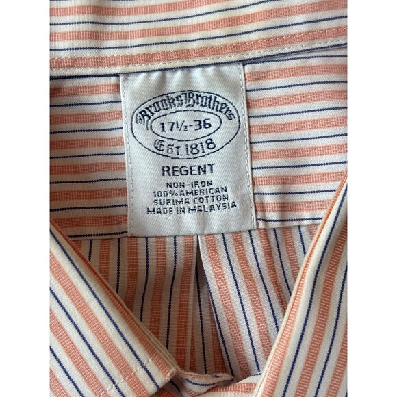 Brooks Brothers Mens Non-Iron Supima Cotton Regent Dress Shirt 17.5-36 Striped - Picture 9 of 12